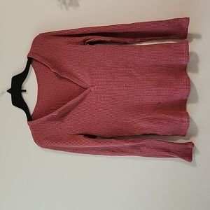 Red waffle knit shirt